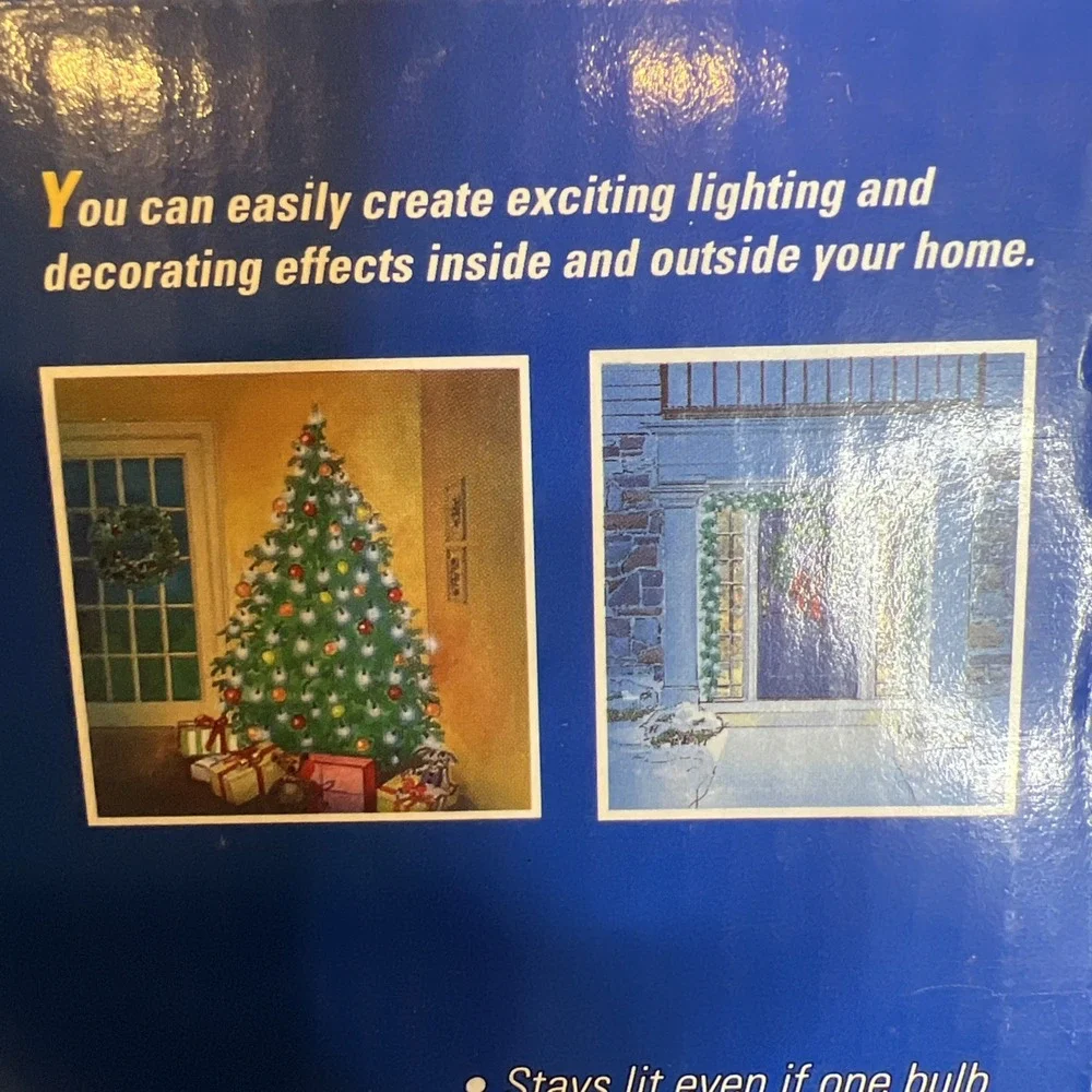 Vtg- GE 150 String A Long Merry Motion Lights -8 Functions Stays Lit 49.6ft RARE